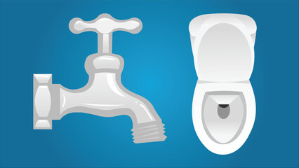 Faucet and Toilet Icons Set