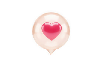 Fototapeta premium 3d icon of pink heart icon in a speech bubble isolated on transparent background