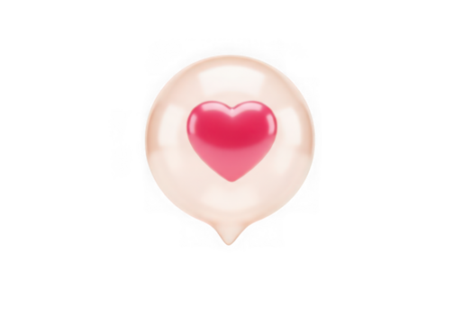 3d icon of pink heart icon in a speech bubble isolated on transparent background - Powered by Adobe