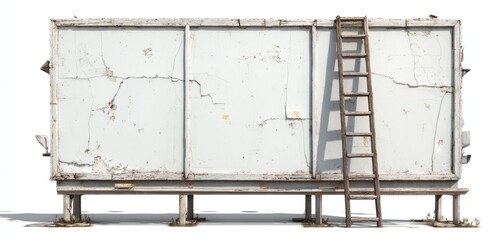 Weathered billboard with a ladder