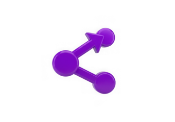 3d icon of purple share icon with connected nodes isolated on transparent background
