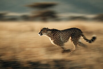Cheetah in motion, golden light