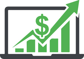 Financial growth analysis displayed on a laptop screen showing increasing profits.