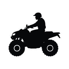 Silhouette of a person riding an All Terrain Vehicle in black, offroad atv riding silhouette vector illustration