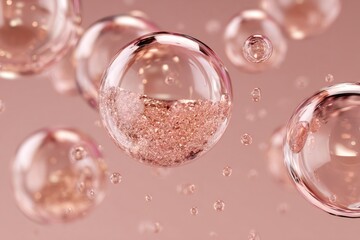 Fototapeta premium Rose gold bubbles in liquid