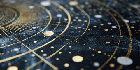 Cosmic Chart, Navy Blue and Gold