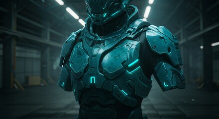 Fototapeta premium Futuristic teal armor