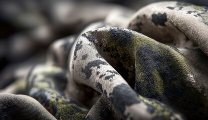 Close-up of crumpled camouflage fabric