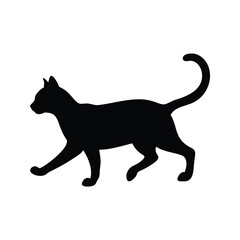 Elegant Black Cat Silhouette in Motion Displaying Grace and Feline Charm, cat running silhouette vector illustration