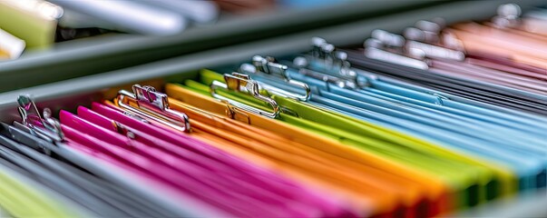 Close-up of colorful file folders in a drawer (1)