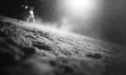A grayscale close-up of snow