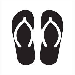 Flip Flops icon silhouette vector with white background