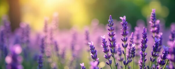 A tranquil scene of lavender blossoms bathed in soft sunlight, evoking serenity and spiritual calm  Perfect for meditation, yoga, or aromatherapy themes ,  tranquil,  essential oil,  still life