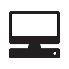 Desktop Computer icon silhouette vector with white background