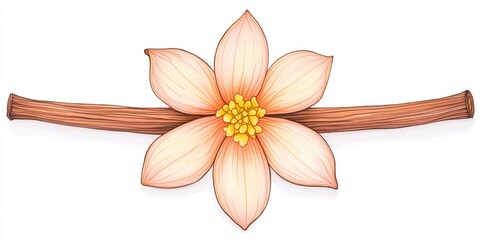 Fototapeta premium Vanilla flower botanical spice illustration art. Tropical blossom and floral ingredient in nature, hand and elegant. Exotic plant soft pastel element, perfect for culinary, gourmet, decorative