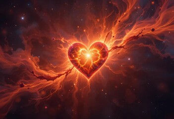 Inferno Galaxy  Passionate Nebula Art with Blazing Colors, Creating a Powerful and Dramatic Wallpaper for Your Devices.