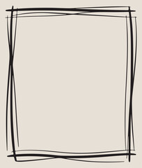 Simple hand drawn black frame illustration with beige background for creative designs and presentations