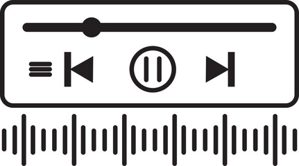 Music or video play bar icon Audio player for songs or podcast playlist. Play or pause button. Music or video play bar icon.  player for songs or podcast playlist. Play or pause button. Music or video