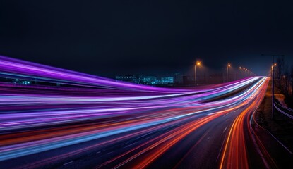 Night highway light trails