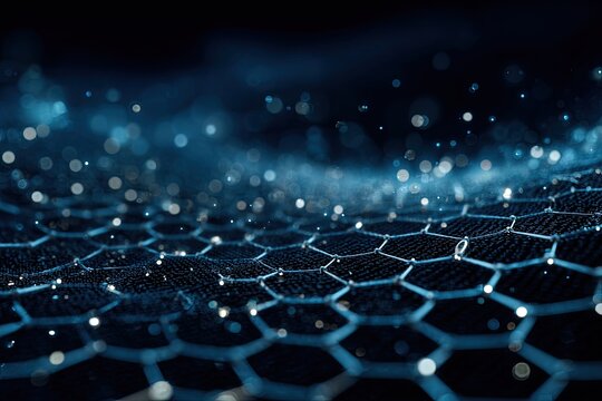 Abstract digital honeycomb pattern with glowing particles - Powered by Adobe