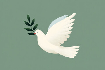 white dove with small olive branch represent peace