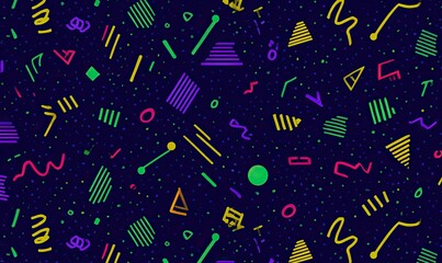 Vibrant abstract pattern with neon geometric shapes