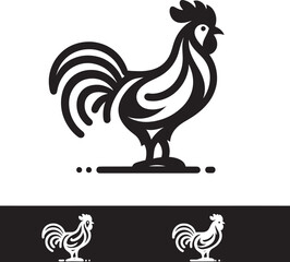 Rooster vector icon. Black and white rooster isolated on white background