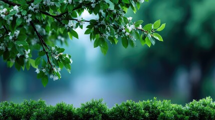 Green Leaves with White Flakes and Lush Foliage with Blurred Background in Soft Lighting Nature Tree Environment and Clean Energy