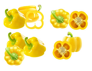 assortment of sliced and whole yellow bell peppers