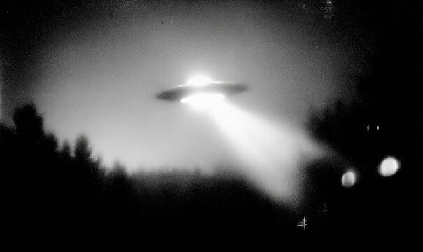Grayscale UFO sighting