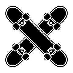Crossed Skateboards Symbol Flat Vector Illustration Sports Icon Design for Skateboarding Logo, Street Style Emblem and Extreme Sports Concept