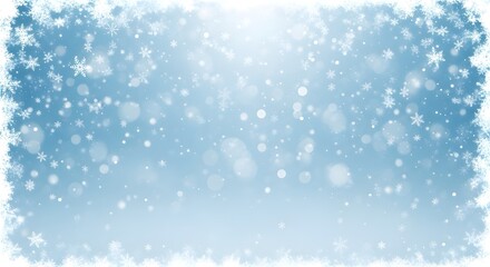 Fototapeta premium Abstract holiday background with blue Christmas snowflakes, lights, and a new year's cold winter sky