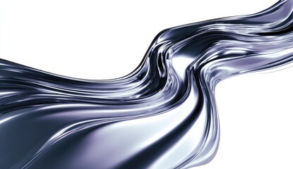 Abstract metallic drapery flowing on white