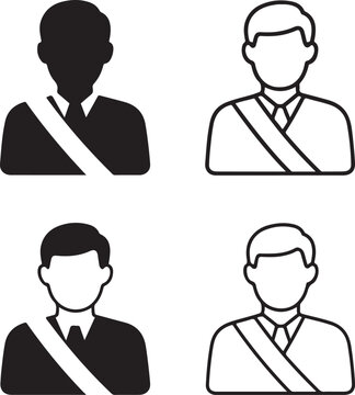 Mayor icon set, mayor black silhouette, mayor vector illustration, mayor outline, mayor filled black, mayor minimal design, mayor thin stroke professional icons