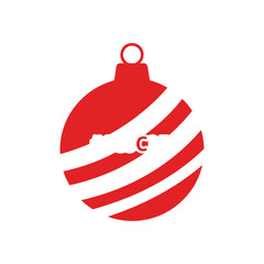 Red Christmas Ornament with Stripes holiday decoration design vector illustration graphic icon symbol winter celebration festive xmas
