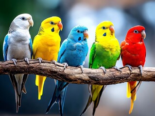 Colorful Parrots on a Branch