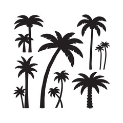  Collection of Palm Tree Silhouettes in Various Shapes.