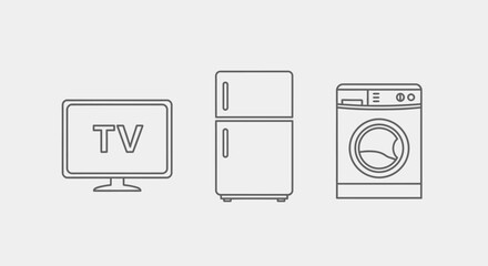 TV, Refrigerator, and Washing Machine in a Minimalist Setting