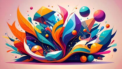 Abstract vibrant explosion of geometric shapes