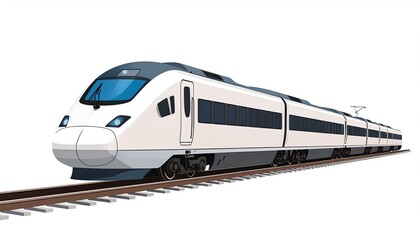 Fototapeta premium White high-speed train on tracks (2)