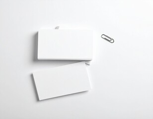 Stack of Blank Business Card Mockups: Offset with Paperclip. Corporate Identity, Stationery & Minimalist Branding