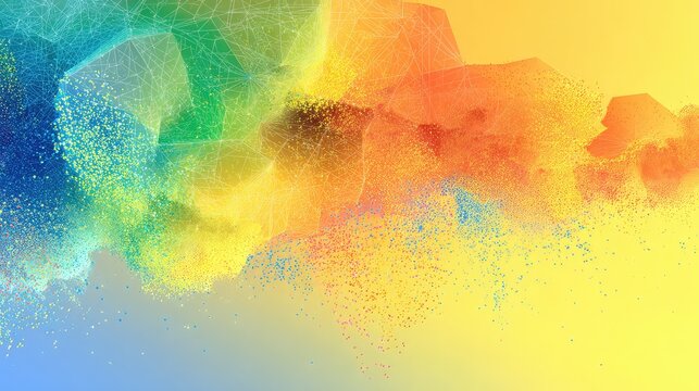 conceptual. Abstract data visualization as a colorful particle cloud, representing modern tech concepts. product launch decks.
