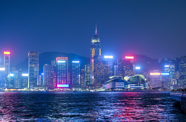 Night view of Victoria Harbour in the core area of the Hong Kong Special Administrative Region