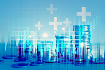 business investment , increasing of interest rates graph , currency value graph