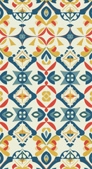 Intricate geometric pattern with vibrant colors and symmetrical design.