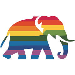 Abstract Rainbow Colored Elephant Vector Illustration – Colorful Animal Clipart for Creative Art and Design