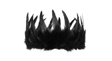 Luxurious black feather accessory, meticulously crafted with soft, delicate plumes arranged in an elegant, striking design, ideal for sophisticated fashion and decorative embellishments