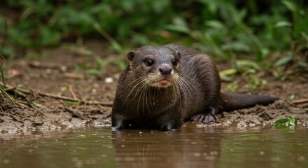 Otter in wetland environment