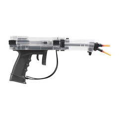 Shooting practice event indoor range firearm simulation equipment controlled environment side view safety concept