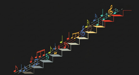Musical notes and steps